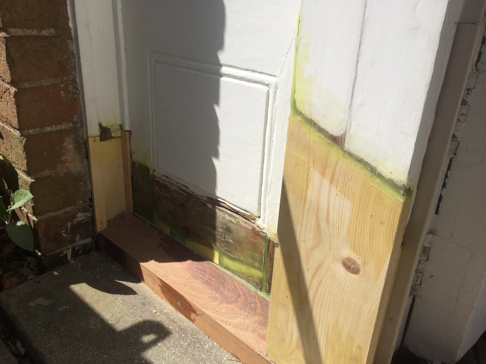 Timber repair in progress on a Georgian sash window