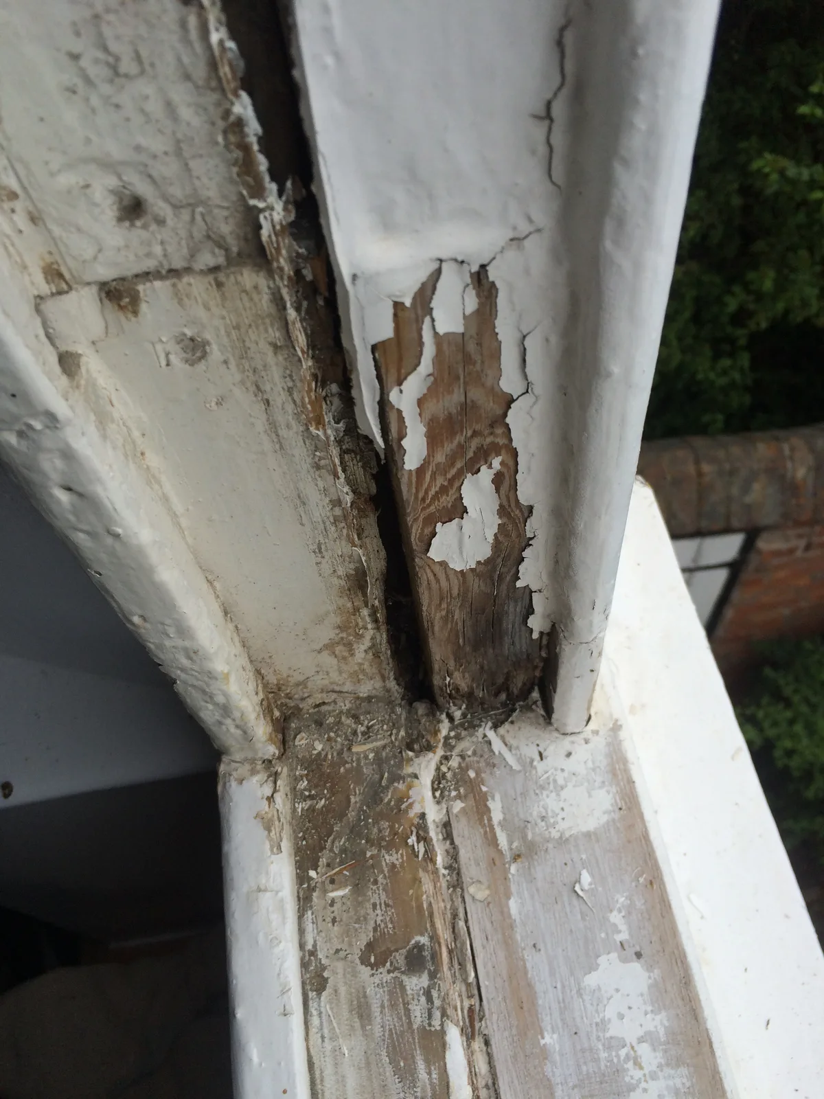 Sash window stripped back for restoration