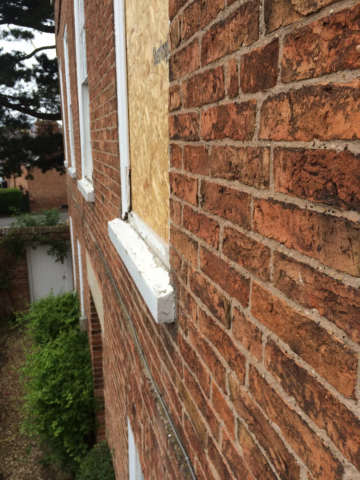 Timber repair being prepared on a sash window