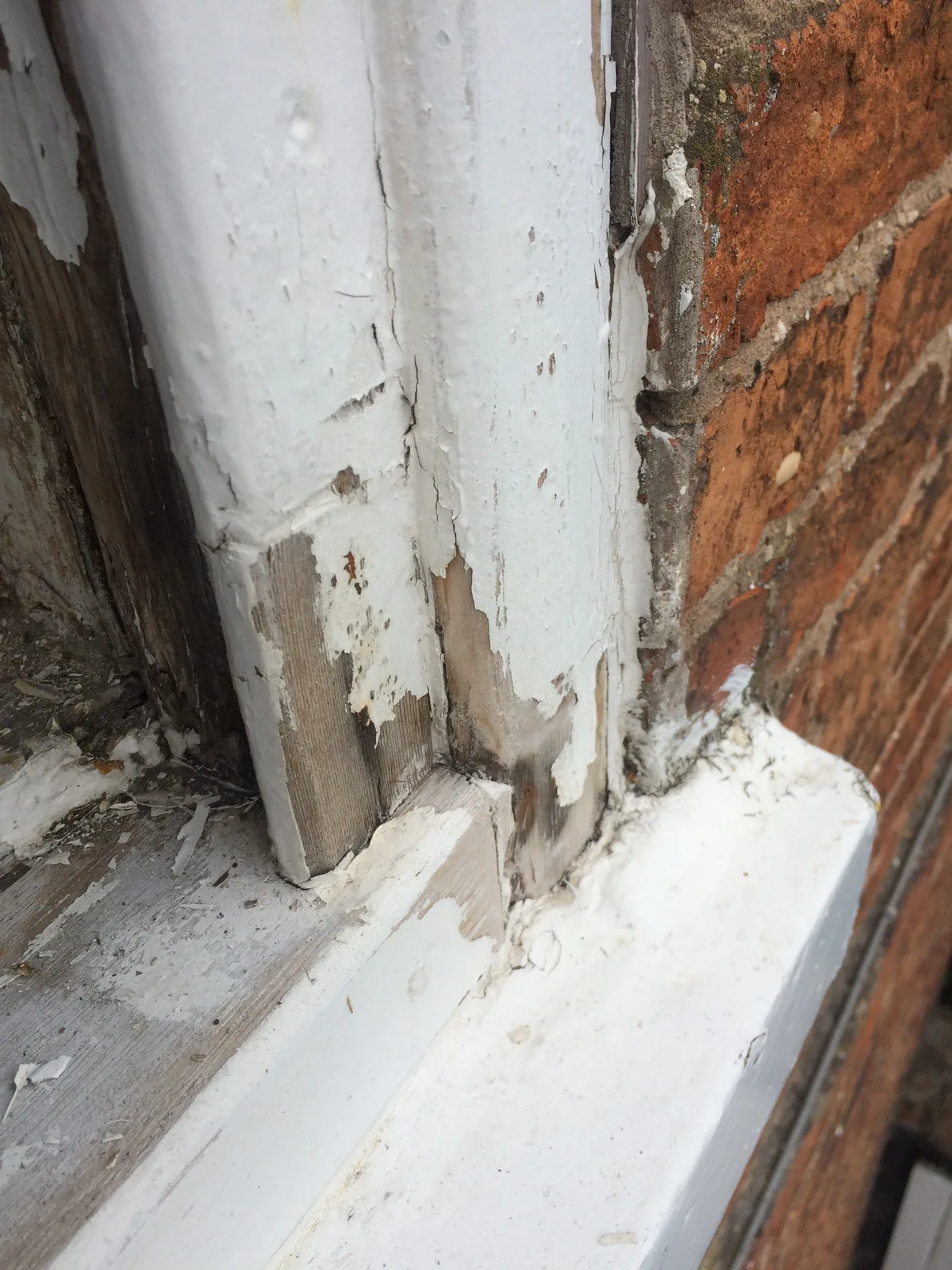 Repair detail on the Georgian sash frame
